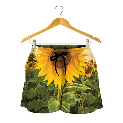 Sunflower Landscape Print Women's Shorts