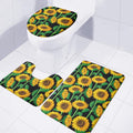 Sunflower Pattern Print 3 Piece Bath Mat Set