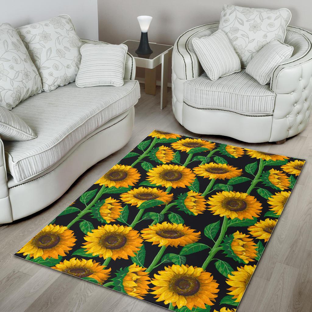 Sunflower Pattern Print Area Rug GearFrost