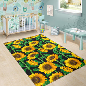 Sunflower Pattern Print Area Rug GearFrost