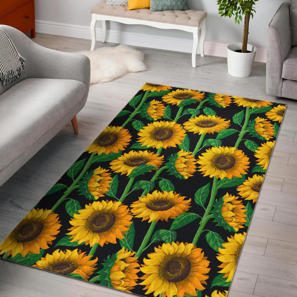 Sunflower Pattern Print Area Rug GearFrost