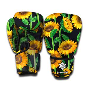 Sunflower Pattern Print Boxing Gloves