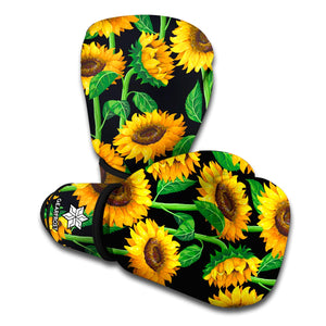 Sunflower Pattern Print Boxing Gloves