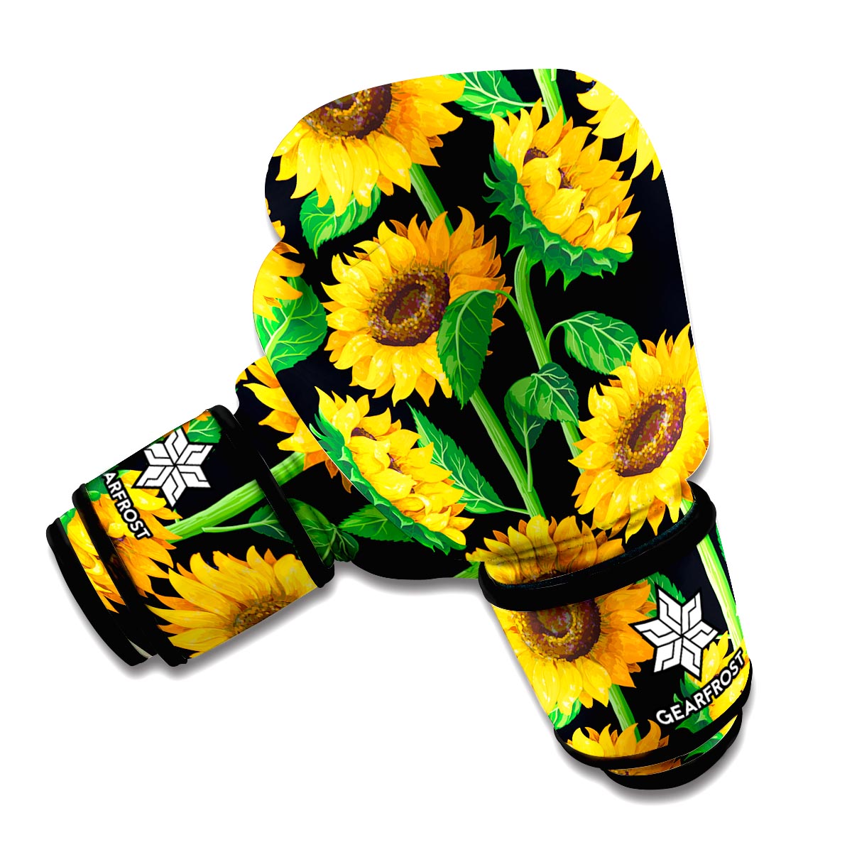 Sunflower Pattern Print Boxing Gloves