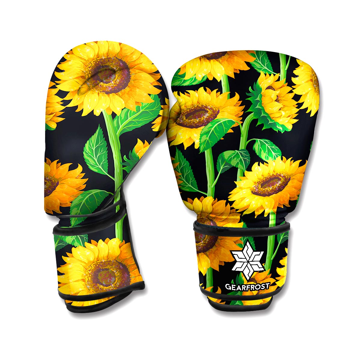 Sunflower Pattern Print Boxing Gloves