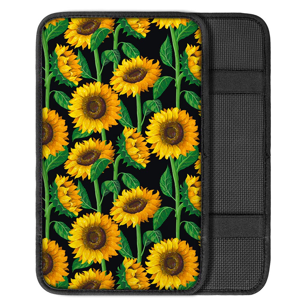 Sunflower Pattern Print Car Center Console Cover