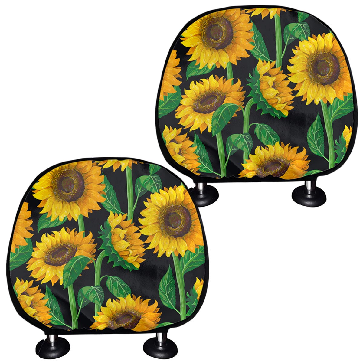 Sunflower Pattern Print Car Headrest Covers