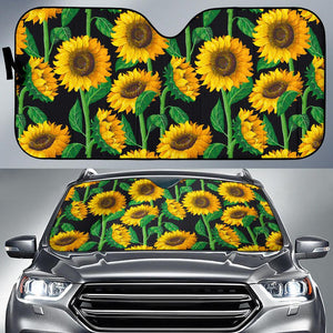 Sunflower Pattern Print Car Sun Shade GearFrost