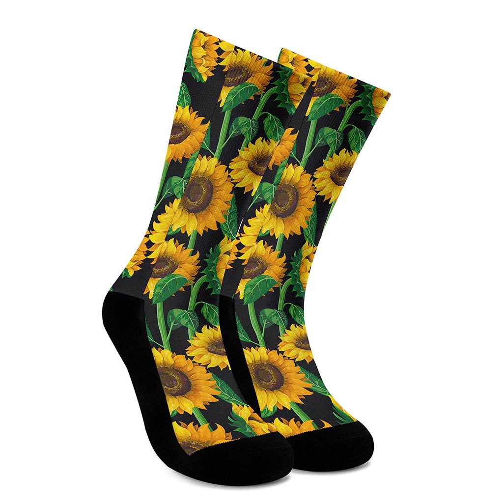 Sunflower Pattern Print Crew Socks