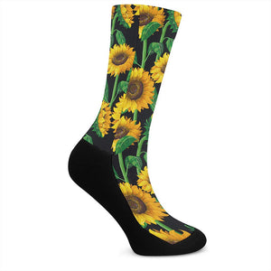 Sunflower Pattern Print Crew Socks