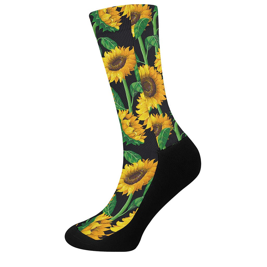 Sunflower Pattern Print Crew Socks