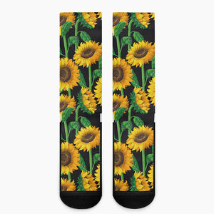 Sunflower Pattern Print Crew Socks