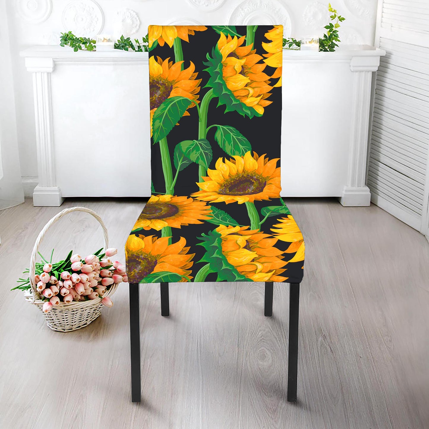 Sunflower Pattern Print Dining Chair Slipcover
