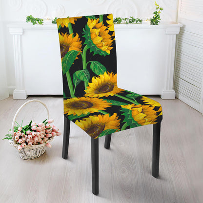 Sunflower Pattern Print Dining Chair Slipcover