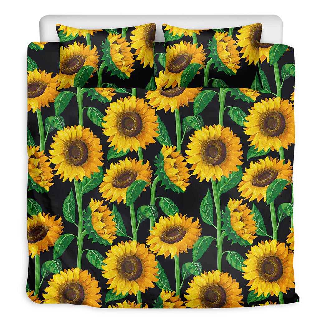 Sunflower Pattern Print Duvet Cover Bedding Set