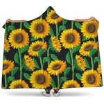 Sunflower Pattern Print Hooded Blanket