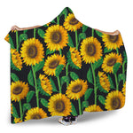 Sunflower Pattern Print Hooded Blanket