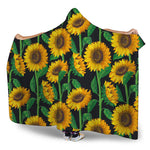 Sunflower Pattern Print Hooded Blanket