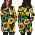 Sunflower Pattern Print Hoodie Dress GearFrost