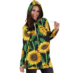 Sunflower Pattern Print Hoodie Dress GearFrost