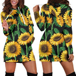 Sunflower Pattern Print Hoodie Dress GearFrost