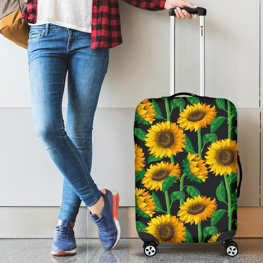 Sunflower Pattern Print Luggage Cover GearFrost