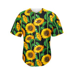 Sunflower Pattern Print Men's Baseball Jersey