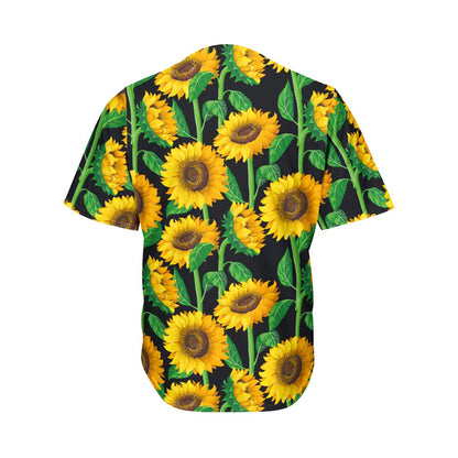 Sunflower Pattern Print Men's Baseball Jersey