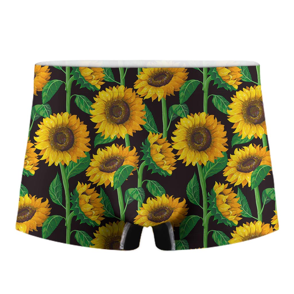 Sunflower Pattern Print Men's Boxer Briefs