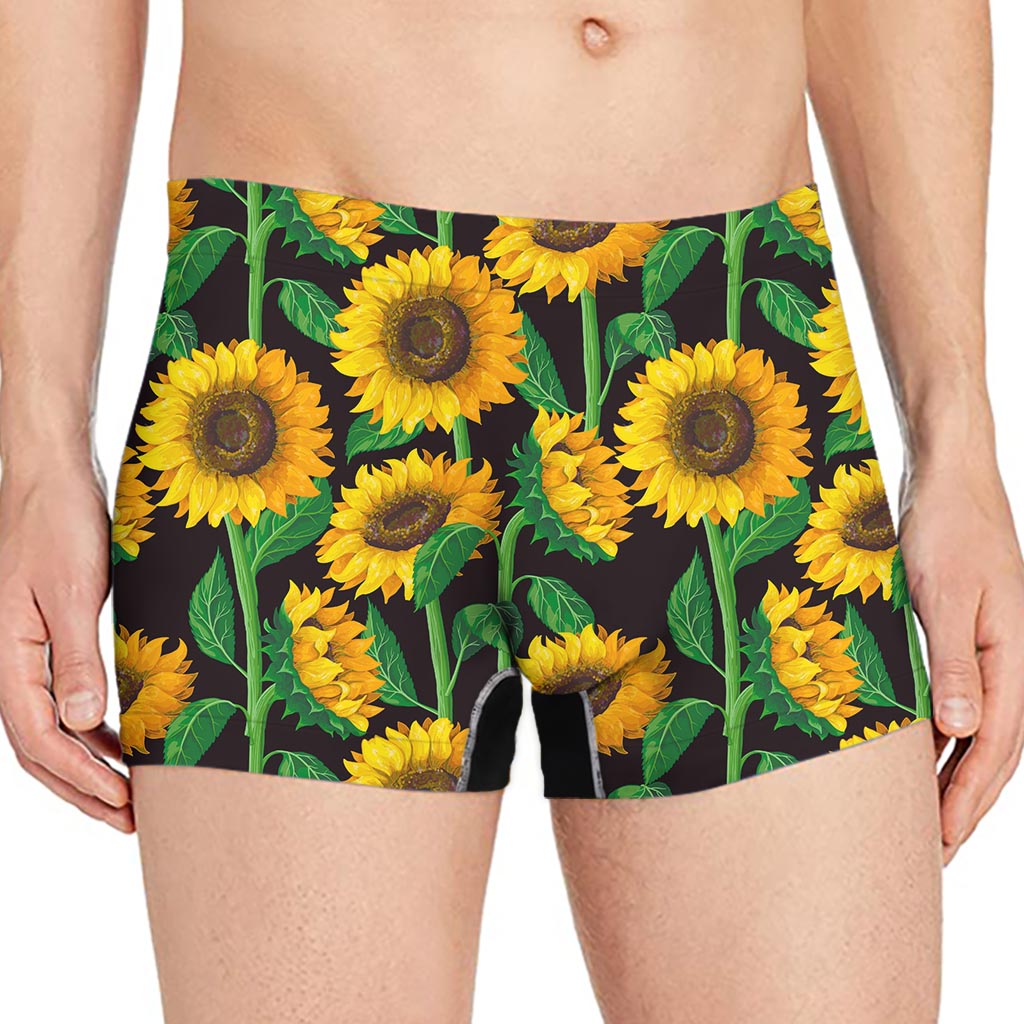 Sunflower Pattern Print Men's Boxer Briefs
