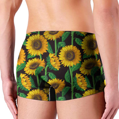 Sunflower Pattern Print Men's Boxer Briefs