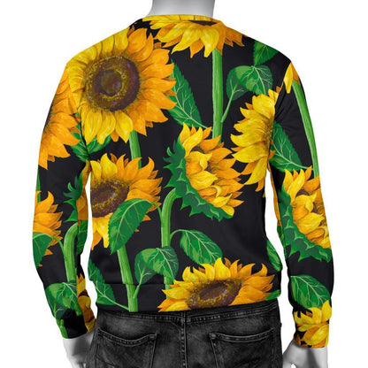 Sunflower Pattern Print Men's Crewneck Sweatshirt GearFrost