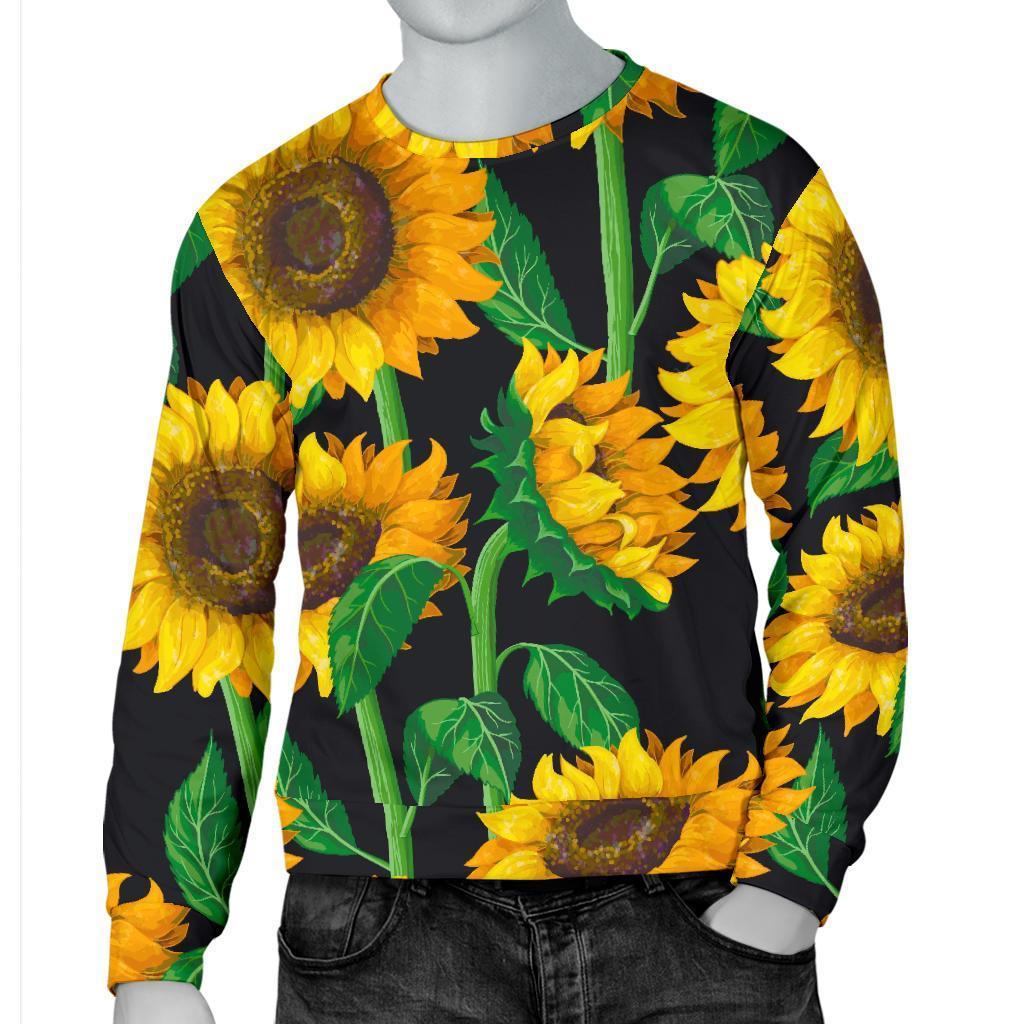 Sunflower Pattern Print Men's Crewneck Sweatshirt GearFrost
