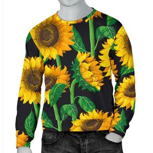 Sunflower Pattern Print Men's Crewneck Sweatshirt GearFrost