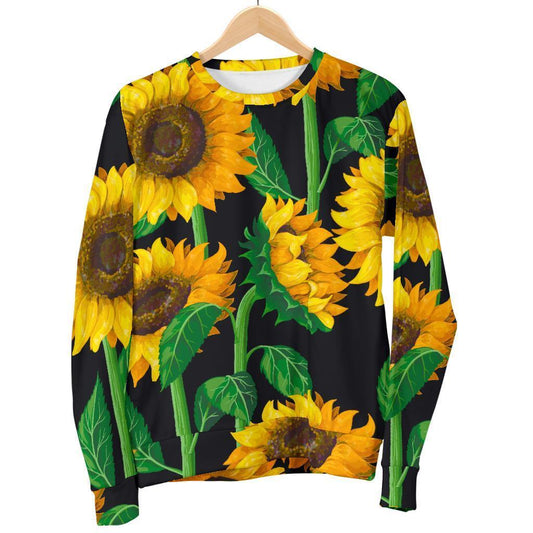 Sunflower Pattern Print Men's Crewneck Sweatshirt GearFrost