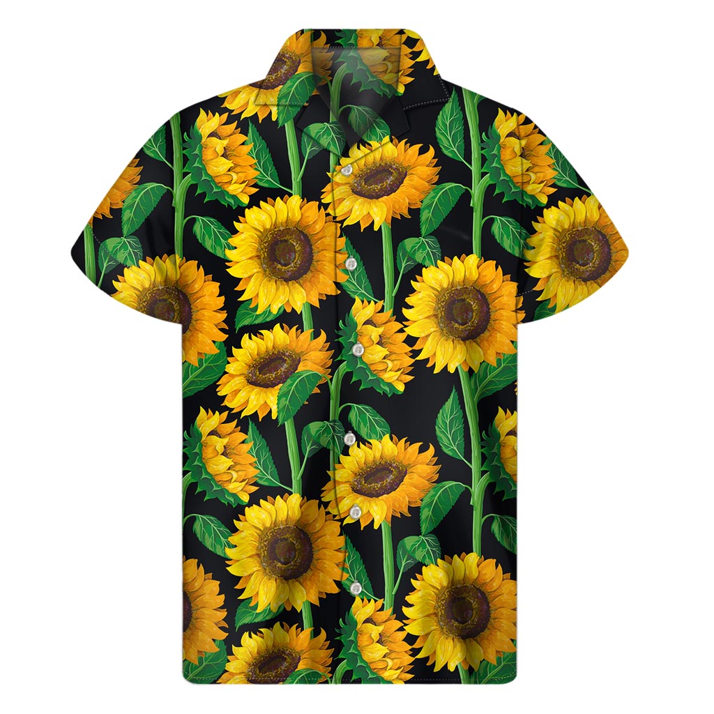 Sunflower Pattern Print Men's Short Sleeve Shirt