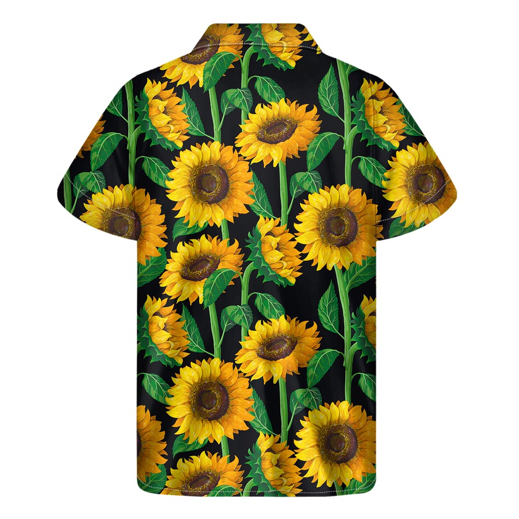 Sunflower Pattern Print Men's Short Sleeve Shirt
