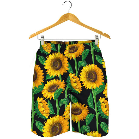 Sunflower Pattern Print Men's Shorts