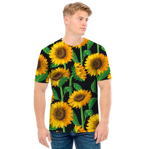 Sunflower Pattern Print Men's T-Shirt