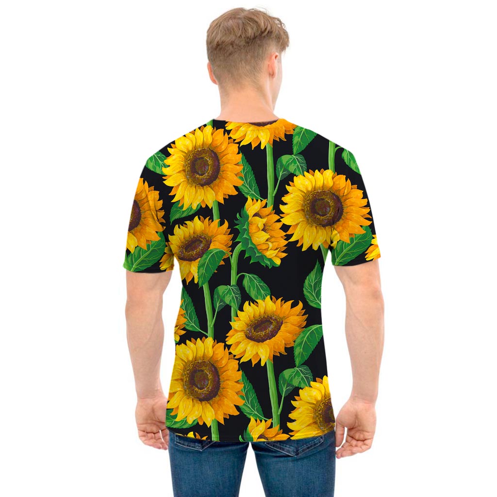 Sunflower Pattern Print Men's T-Shirt