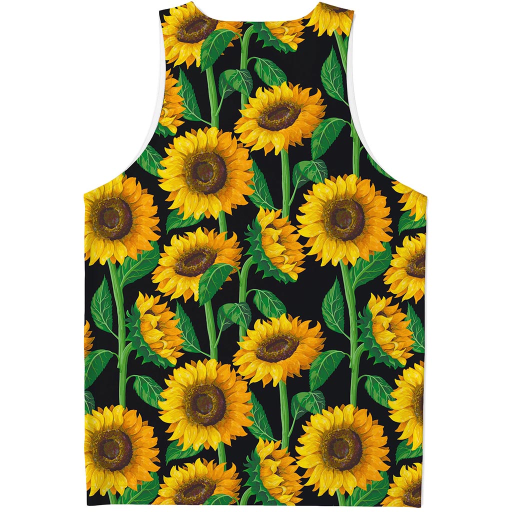 Sunflower Pattern Print Men's Tank Top