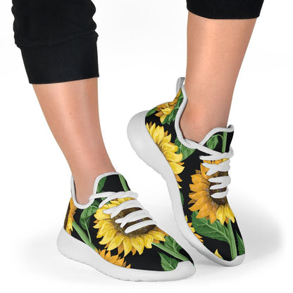 Sunflower Pattern Print Mesh Knit Shoes GearFrost
