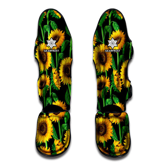 Sunflower Pattern Print Muay Thai Shin Guard