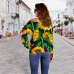 Sunflower Pattern Print Off Shoulder Sweatshirt GearFrost