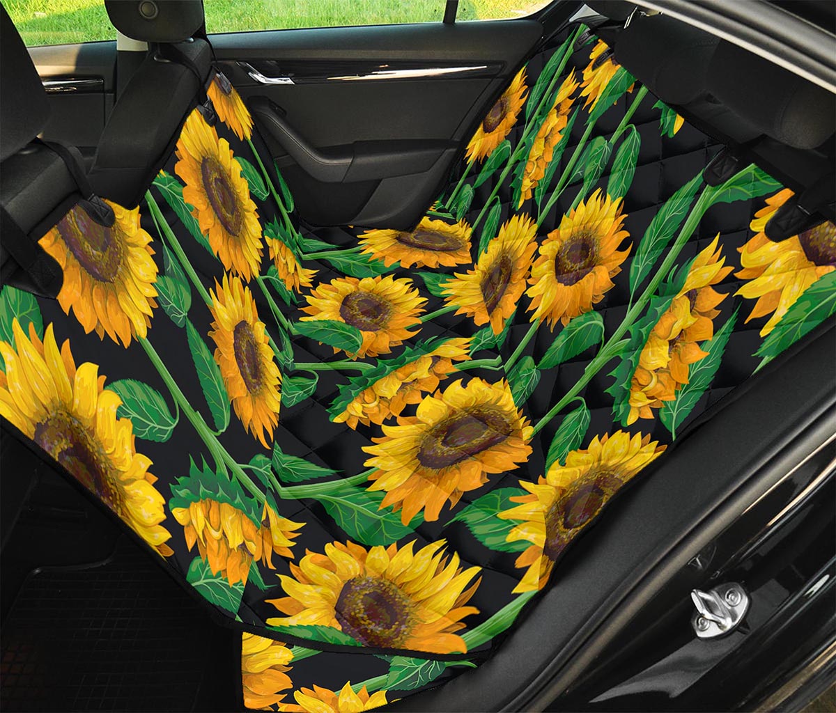 Sunflower Pattern Print Pet Car Back Seat Cover