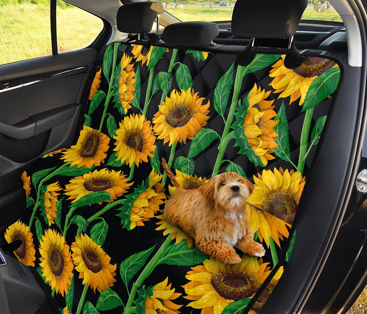 Sunflower Pattern Print Pet Car Back Seat Cover