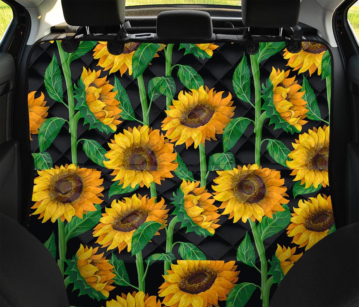 Sunflower Pattern Print Pet Car Back Seat Cover