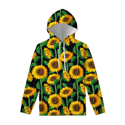 Sunflower Pattern Print Pullover Hoodie