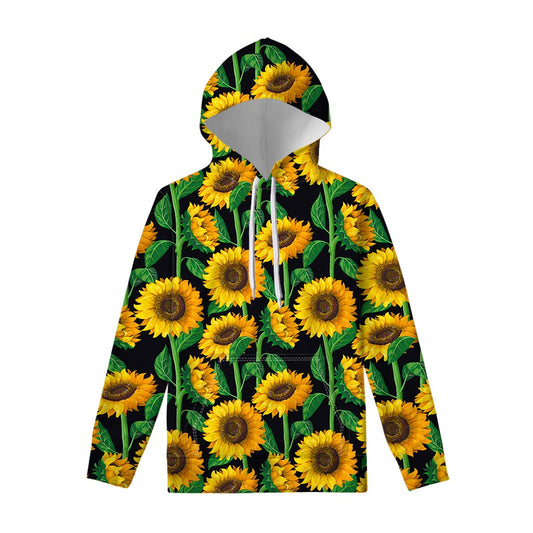 Sunflower Pattern Print Pullover Hoodie