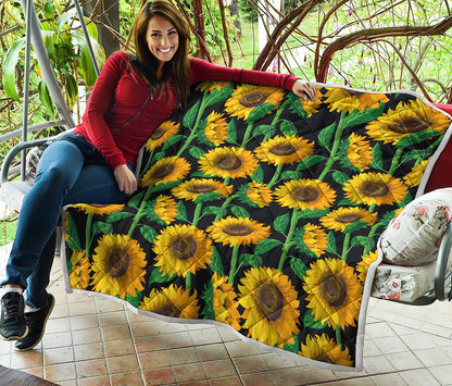 Sunflower Pattern Print Quilt